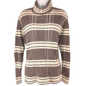 Woolrich Knit Neutral Stripe Turtleneck, Size XL